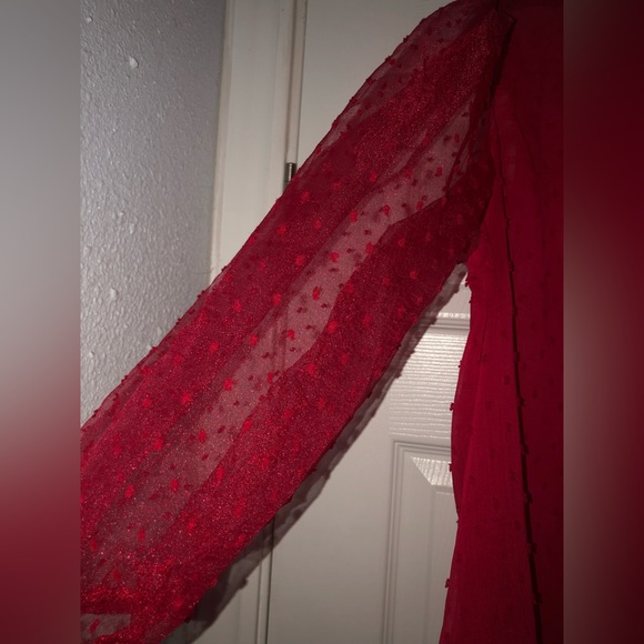 Sheer red blouse. - Picture 3 of 4